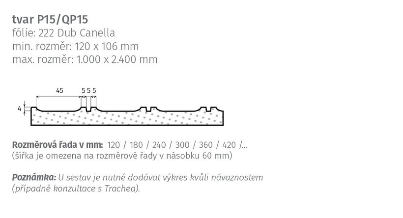 tvar P15/QP15 – nákres