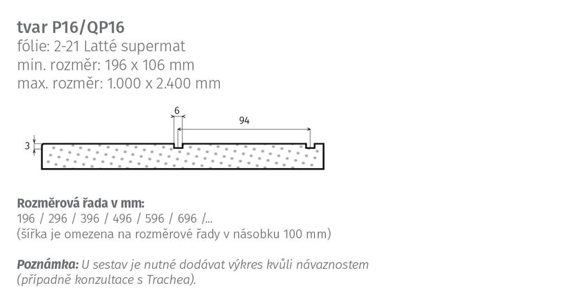tvar P16/QP16 – nákres